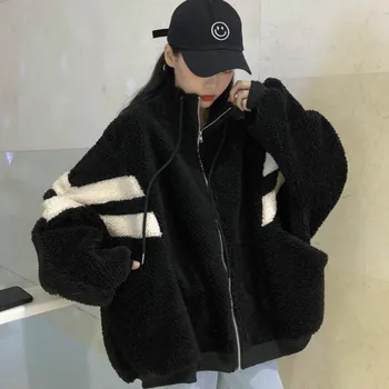 Ne Skrybėlę Hoodies Moterų Prarasti Korėjos Stiliaus Plius Aksomo Storesnis Stovėti Apykaklės Kratinys Streetwear Mados Ponios Harajuku Minkštas Šiltas