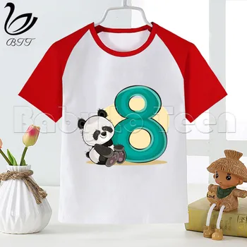 Gimtadienis Panda Numeriai 1-9 Marškinėliai Animacinių Filmų Print T-Shirt Dizaineris Vaikams, Vaikams, Sportinius Marškinėlius, Trumpas Rankovėmis Vaikų Drabužiai