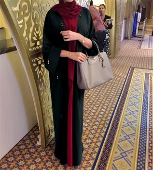 Mados Abayas moterų Artimuosiuose Rytuose Islamo Dubajus Omane Atidaryti abaja musulmonų caftan dress dubajus drabužiai moterims juoda abaja