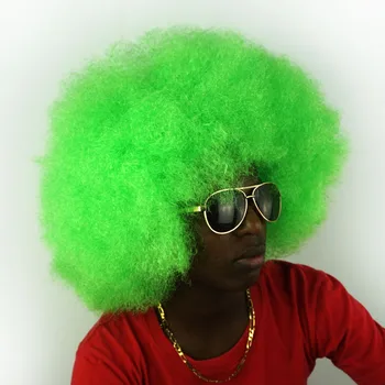 Super Didelis Afro Perukai Purus Plaukai, Trumpas Juodas Keistą Culry Cosplay Šalies Sintetinis perukas vaivorykštė Afro Perukas