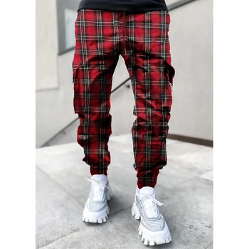 Hip-hop spausdinimo kelnės vyrams kelnės mados streetwear sweatpants vyrų poilsiu High street Prarasti krovinių kelnės vyrams