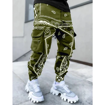 Hip-hop spausdinimo kelnės vyrams kelnės mados streetwear sweatpants vyrų poilsiu High street Prarasti krovinių kelnės vyrams