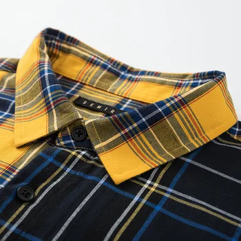 SEMIR ilgomis rankovėmis marškinėliai vyrams 2019 m. rudenį naujų Honkongo stiliaus prarasti atsitiktinis marškinėliai korėjos versija susiuvimo asmenybės colių marškinėliai t