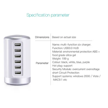 6 Port USB Įkroviklis Multi USB Krovimo Doko Stotis Universalus Mobiliojo Telefono Darbastalio Sienelių Namuose 
