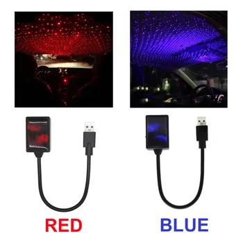 USB Kištuku LED Automobilio Stogo Star Naktį Šviesos Projektorius Atmosfera Galaxy Lempos Dekoratyvinės Lempos, Kolonėlė Kelių Apšvietimo Efektai