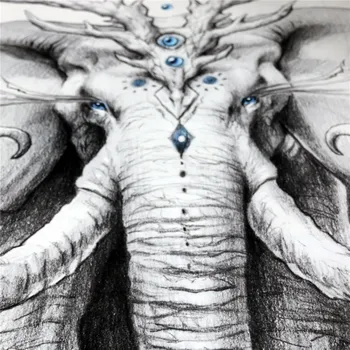 Dramblys Siela JoJoesArt Gobelenas Sienos Kabo 3D Atspausdintas Gyvūnų paklodės Juoda ir Balta Patalynė Dekoratyvinis Siuvinėjimas