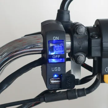 Motociklo Telefono Įkroviklis DC 12V LED Indikatorius Motociklo Vairo Kalno USB Telefono Kroviklis su Jungikliu