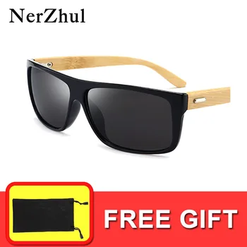 Nerzhul juoda bambuko kvadratinių/vairavimo akiniai nuo saulės vyrams/moterims medienos mens akiniai nuo saulės 