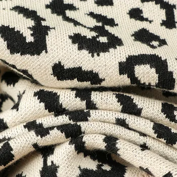 Megztinis Rudenį, žiemą Megzti Megztinis Moterims 2020 korėjos negabaritinių megztiniai moterų leopard žakardo mados vilnos mišiniai megztinis