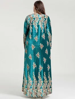 Plius Dydis Moterų Žiemos Maxi Ilgio Suknelės Aksomo Elegantiškas Aukso Štampavimo Gėlių Spausdinti Musulmonų Suknelė Abaja Skraiste 2020 M - 4XL