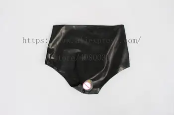 Seksualus suaugusiųjų latekso nuosėdos high waisted erotinių latekso šortai prezervatyvą kieto juoda spalva