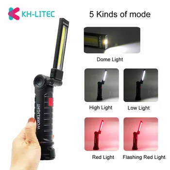 5 Režimai COB Handheld LED Darbo Šviesos Nešiojamų Dėmesio Žibinto Lempa Su Magnetiniu Nedėkite Žibintuvėlį, Fakelą, Kempingas Medžioklė
