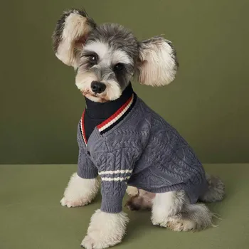 Šunų drabužių rudens ir žiemos drabužių mezgimo megztinis džemperis cardigan Teddy veislės kalytę Pomeranijos VIP katė pritaikytas drabužiai