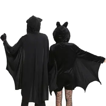 Helovinas Juodas Šikšnosparnis Vampyras Kostiumas Elf Šalies Suaugusiųjų, Vaikų, Tėvų-Vaikų Apranga