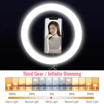 13inch 33CM LED Selfie Žiedas Šviesos USB Fotografija-šviesa Trikojis Laikiklis Pritemdomi Šiltas Šaltas Užpildyti Žiedas Lempos 