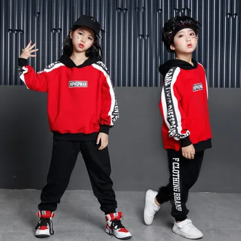 Vaikai Kietas Hip-Hop Šokio Kostiumai Mergaitėms Berniukai Palaidinukė Viršūnes Jogger Kelnes Džiazo Hoodies Drabužių Pramoginių Šokių Drabužiai Dėvėti