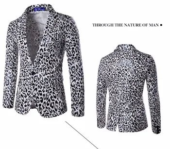 Nauji vyriški kostiumas striukė Vakarų Europos bendrosios grūdų sagtis kostiumas, leopardas spausdinimui prekės aukštos kokybės vyrai Terno Masculino kostiumas striukė