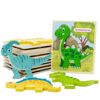 Mediniai Dinozauras, Dėlionės Dėlionės, Žaislai Vaikams, 3D Animacinių filmų Gyvūnų Galvosūkiai Žvalgybos Vaikai Anksti Švietimo Žaislai Vaikams