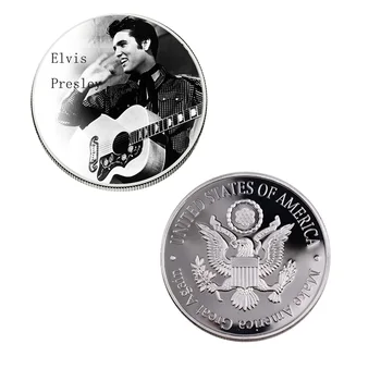 Karalius Pop Elvis Presley 999.9 Sidabro Padengtą Monetų Namų Dekoratyviniai Metalo Monetos 6pcs su Medinėje Dėžutėje