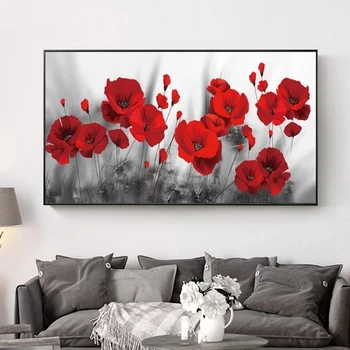 Raudonos Aguonos Gėlių Drobės, Paveikslai ant Sienų, Menas, Plakatų ir grafikos Gėlių Drobė Menas Sienos Nuotraukas, Miegamojo Dekoras