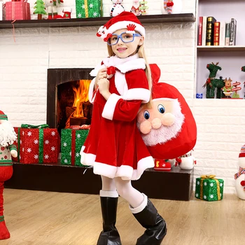 Vaikų Kalėdų drabužius merginos Kalėdų veiklos drabužius, Santa kostiumas, Kalėdinis dovanų maišelis