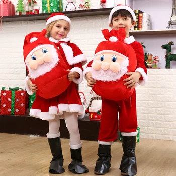 Vaikų Kalėdų drabužius merginos Kalėdų veiklos drabužius, Santa kostiumas, Kalėdinis dovanų maišelis