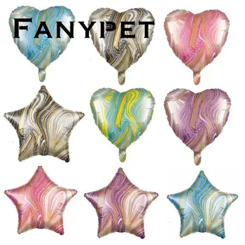10vnt star agato spalva, tekstūra balionas 18inch širdies helio balionas Vestuvių, gimtadienio apdaila, Foto Prekėms, Kūdikių Dušas