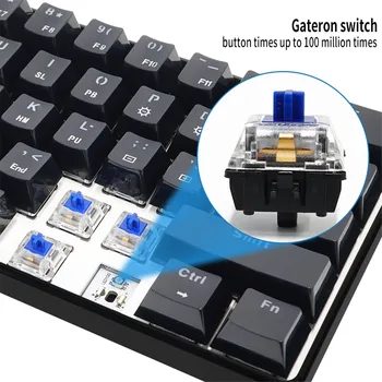 Ašis 61 Klavišas Žaidimai Gateron Jungiklis RGB Žaidimas, Mechaninė Klaviatūra, Optine Ašimi Can USB Tipas-c, Įdėta Kabelis Mechaninė IP68