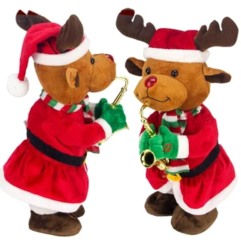 Kalėdų Elektros Santa Claus ir Kalėdų Skrybėlę Elnių, Sniego Muzikos, Šokių Lėlės Dovana Žaislai, papuošalai Vaikų, 4 vnt.