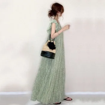 Japonų Mados Moterų Ilga Suknelė Ir Gėlių Spausdinti Korėjos 2020 Paprasta Linija Maxi Suknelės Skraiste Atsitiktinis Femme Vestiods