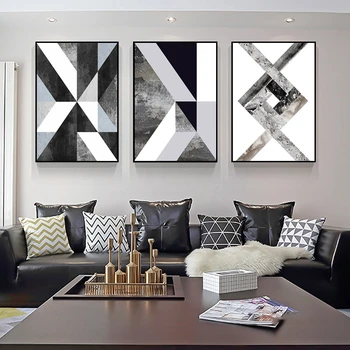 Šiaurės Modernaus Stiliaus, Juodos ir Baltos Geometrinė Figūra Plakatų Menas Drobė Nuotraukas Kambarį Dekoratyvinis Dažymas Neįrėminti
