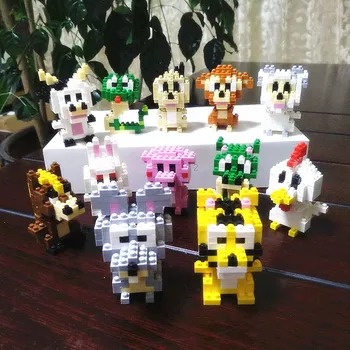 CHAKRA 6667 Kinijos Zodiako Tigras, Gyvatė Triušis Dragon Kiaulių Pelės Šuo Gyvūnų 3D Modelį Diamond Mini Statybinių Blokelių Žaislas Lauke nr.