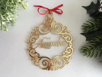 Pritaikyti Skirtingų Pavadinimų Ornamentu Kalėdų Kabo Veidrodis Aukso Skiedra Žymų Asmeninį Menkniekis Dovana Kalėdų Apdaila
