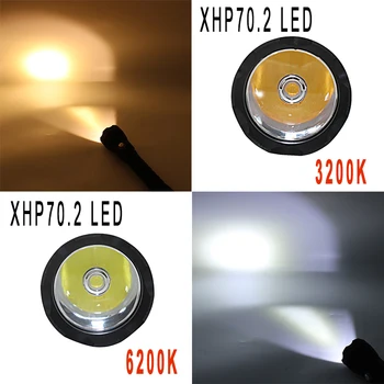 XHP70.2 LED Nardymo Taktinis Žibintuvėlis 26650 Fakelas Geltona/Balta Šviesa 4000 Liumenų po vandeniu atsparus Vandeniui 100M XHP70 nardymo lempos