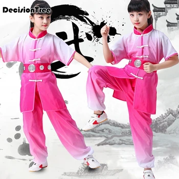 2021 kinijos kung fu drabužiai berniukams, mergaitėms, tradicinių wushu vienodos kovos menų rinkinius vaikams, vaikų etapo rezultatus kostiumai