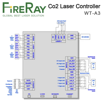 FireRay Co2 Lazeriu Valdytojas Sistema WT-A3 Co2 Lazerinis Graviravimas Pjovimo Staklės Pakeisti AWC708C Lite ruida Leetro