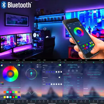 Bluetooth LED Šviesos Juostelės RGB 5050 SMD Neperšlampami Lanksti Juosta Diodų DC12V 5M 10M, 15M 20M Nuotolinio Valdymo pultas+Adapteris WIFI Luz Led