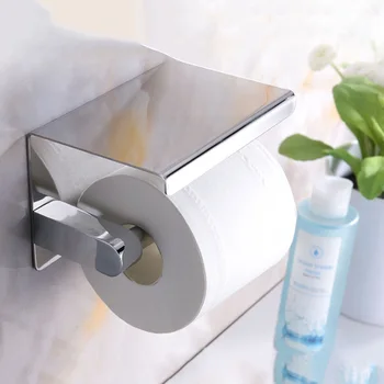 Vonios kambarys chromuota tualetinio popieriaus laikiklį, viršuje vieta dalykų platforma nerūdijančio plieno veidrodis polishedwall sumontuota aparatūra