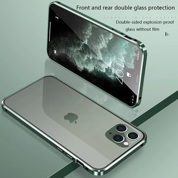 Telefono Dangtelį Dvipusis Stiklo Atveju, Metalinis Rėmas Apsauginis Dangtelis skirtas iPhone X / 11 Serija Tapti 