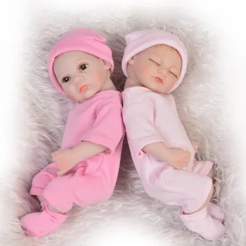 KEIUMI 11 Inch27 cm Realistiškas Reborn Baby Doll Visą Silikono Atviros Ir Uždaros Akis Mergina Dvyniai Mini Lėlės Žaislas Vaikui Gimtadienio Dovana