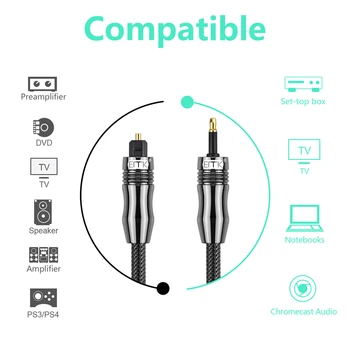 EMK Toslink į Mini Toslink Kabelis Skaitmeninis Garso SPDIF Optinis Kabelis 3.5 Optinis Audio Kabelis Adapteris, skirtas Macbook 1m 10m