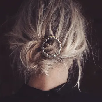 Prabangus Perlų Barrettes Plaukų Pin Vestuvių Plaukų Aksesuarai Bijoux Trumpas 14K Aukso Intarpas Apvalus Plaukų Papuošalai Moterims 2019 Bobby Pin
