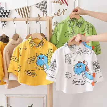 Baby Boy Marškinėliai Vasaros Naujagimių Berniukų Marškiniai printe dinozaurų Atsitiktinis ilgomis Rankovėmis Viršūnes Kūdikių Drabužiai Marškinėliai Bebes viršuje tees