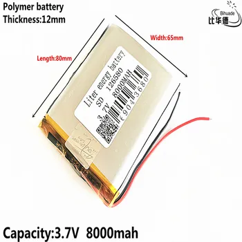 Litro energijos baterija Gera Qulity 3.7 V,8000mAH 126580 Polimeras ličio jonų / Li-ion baterija tablet pc BANKAS,GPS,mp3,mp4