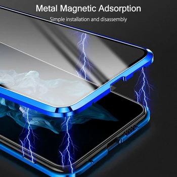 Bamperis Atveju Huawei Honor Nova 5T Atveju, Magnetinės Metalo 360 Telefono Bylų Dėl Garbės Nova5T Nova 5 T T5 Grūdinto Stiklo Atgal Padengti
