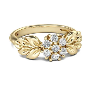 14 KARATŲ Geltonojo Aukso Papuošalų, Deimantų Žiedas Moterims Prabangių Sužadėtuvių Bizuteria Anillos Akmuo, 14 karatų Aukso ir Deimantų Vestuvinis Žiedas