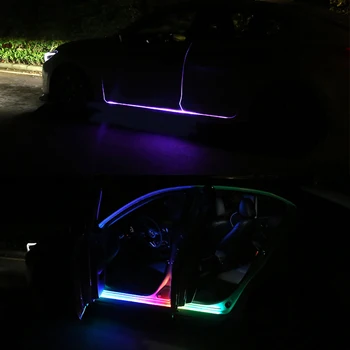 Niscarda AUTOMOBILIŲ spalvotu LED Lanksti Atšaka Teka Sveiki Duris Šviesos Ruože Remote APP Kontrolės Nusitrinti Palangės Skydelis RGB Neoninės Lempos