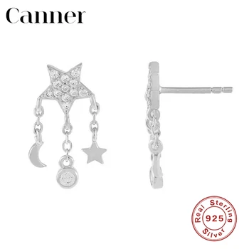 Canner 925 Sterlingas Sidabro Stud Auskarai Moterims Bling Prabanga Star Earings Fine Jewelry Brincos Auskarų pendientes W5