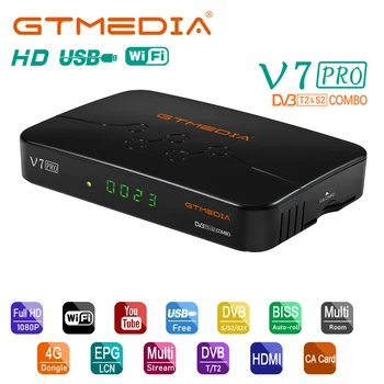 GTMEDIA V7 PRO DVB-S2, DVB-T2 Parama USB WIFI Palydovinis Imtuvas Paramos CA kortelės lizdas H. 265 PowerVu 1080P full HD тв приставка