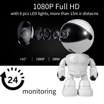 Kūdikio stebėjimo Robotas Kamera, Dviejų krypčių Garso 1080P HD Tinklo IP Naktinio Matymo Kamera Judesio Aptikimo Pet Baby Monitor Video Auklė